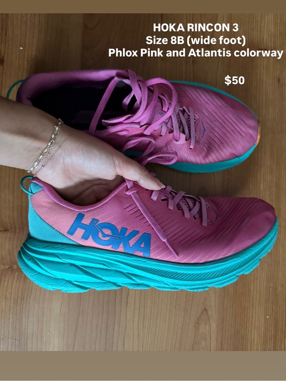 Hoka Women's Pink Athletic Shoes with Teal Midsole HOKA RINCON 3